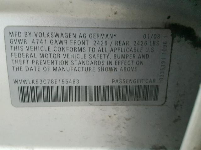 WVWLK93C78E155483 - 2008 VOLKSWAGEN PASSAT WAG SILVER photo 10