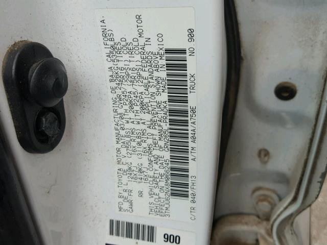 3TMJU62NX8M066245 - 2008 TOYOTA TACOMA DOU WHITE photo 10