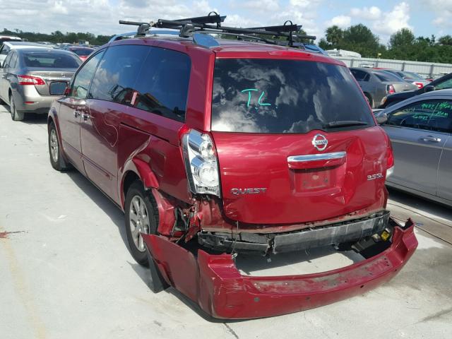 5N1BV28U97N129554 - 2007 NISSAN QUEST S RED photo 3