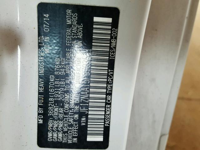 JF1ZNAA15F9703531 - 2015 TOYOTA SCION FR-S თეთრი ფოტო 10