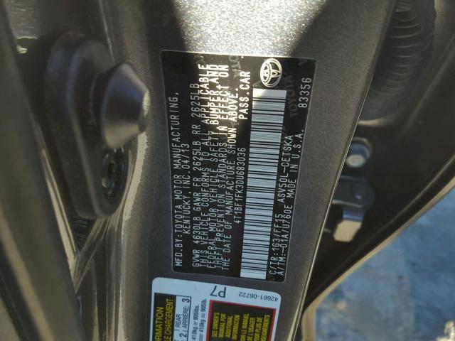 4T1BF1FK3DU683036 - 2013 TOYOTA CAMRY L GRAY photo 10