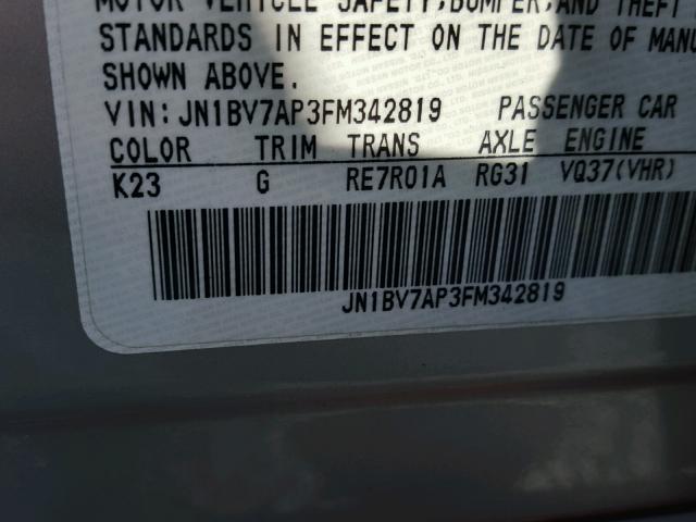 JN1BV7AP3FM342819 - 2015 INFINITI Q50 BASE SILVER photo 10