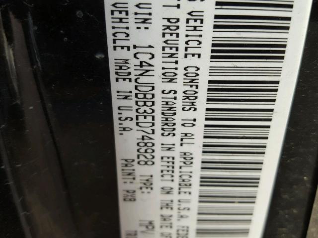 1C4NJDBB3ED748928 - 2014 JEEP COMPASS SP 黑色 照片 10