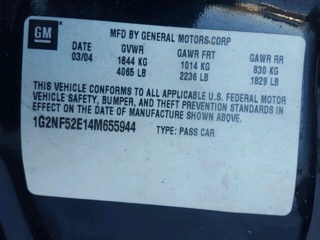 1G2NF52E14M655944 - 2004 PONTIAC GRAND AM S 黑色 照片 10