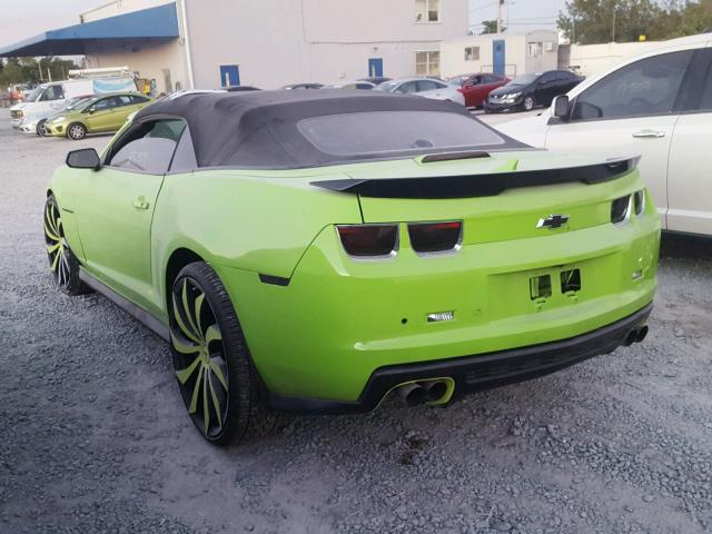 2G1FC3D33D9126574 - 2013 CHEVROLET CAMARO LT GREEN photo 3