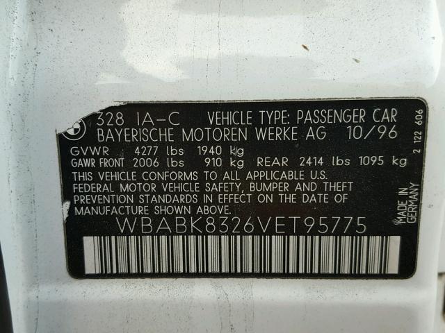 WBABK8326VET95775 - 1997 BMW 328 IC AUT WHITE photo 10