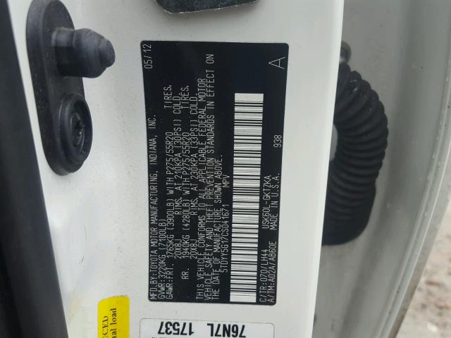 5TDYY5G17CS041671 - 2012 TOYOTA SEQUOIA PL WHITE photo 10