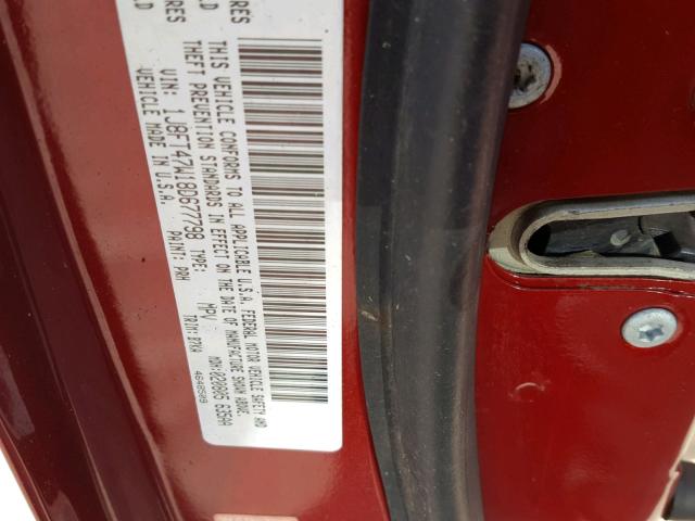 1J8FT47W18D677798 - 2008 JEEP COMPASS SP 勃艮第红 照片 10