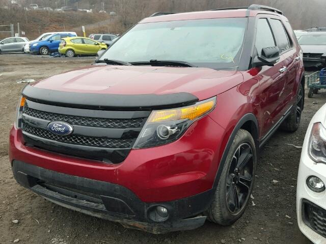 1FM5K8GT6EGA54119 - 2014 FORD EXPLORER S RED photo 2