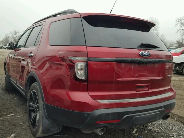 1FM5K8GT6EGA54119 - 2014 FORD EXPLORER S RED photo 3