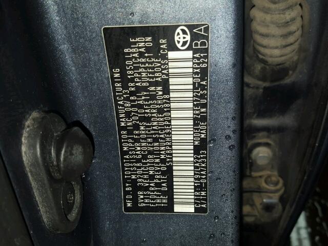 5YFBPRHE9EP001878 - 2014 TOYOTA COROLLA EC 灰色 照片 10