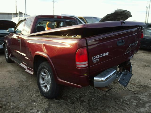 1D7HL42N33S209497 - 2003 DODGE DAKOTA SLT MAROON photo 3