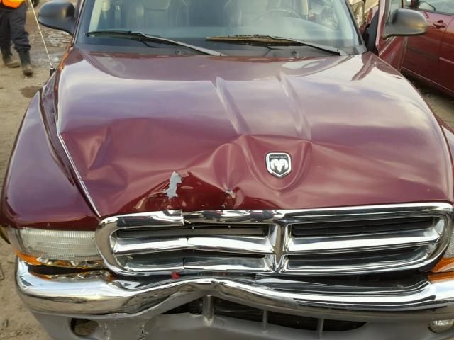 1D7HL42N33S209497 - 2003 DODGE DAKOTA SLT MAROON photo 7