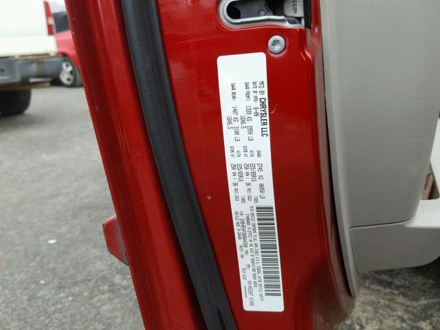 2A8HR54P38R844508 - 2008 CHRYSLER TOWN & COU RED photo 10