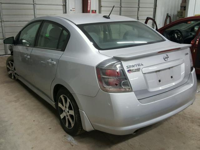 3N1AB6AP0CL665729 - 2012 NISSAN SENTRA 2.0 SILVER photo 3