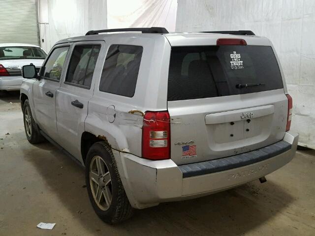 1J8FF28W07D370440 - 2007 JEEP PATRIOT SP SILVER photo 3