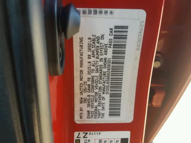 5Y2SL65866Z408301 - 2006 PONTIAC VIBE RED photo 10