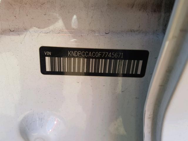 KNDPCCAC0F7745671 - 2015 KIA SPORTAGE E WHITE photo 10