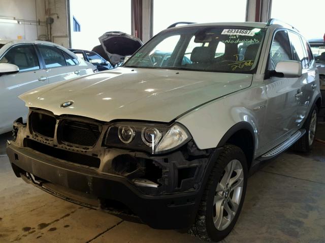 WBXPC93478WJ02688 - 2008 BMW X3 3.0SI SILVER photo 2