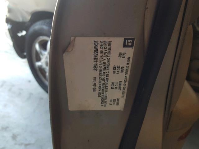 2G4WB55K421115831 - 2002 BUICK REGAL LS GOLD photo 10