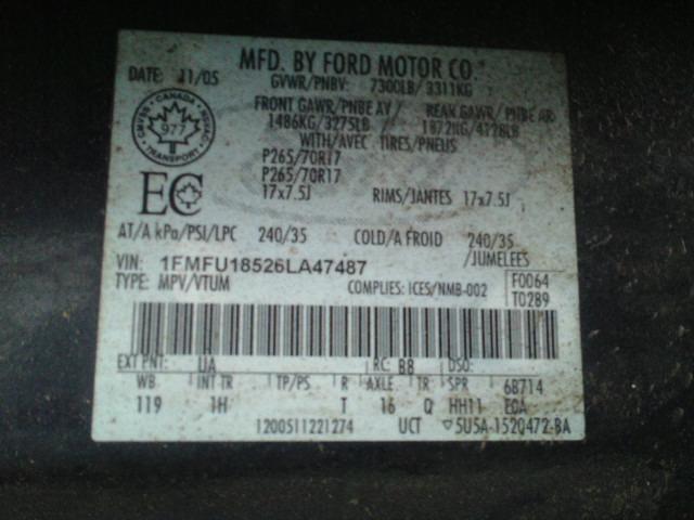 1FMFU18526LA47487 - 2006 FORD EXPEDITION BLACK photo 10