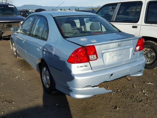 JHMES96624S021540 - 2004 HONDA CIVIC HYBR TURQUOISE photo 3