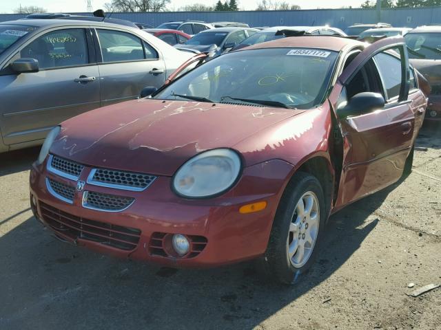 1B3ES56C65D251394 - 2005 DODGE NEON SXT MAROON photo 2