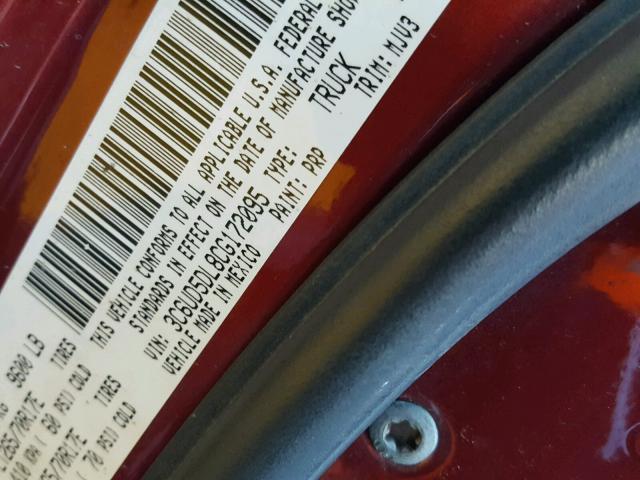 3C6UD5DL8CG172095 - 2012 DODGE RAM 2500 S RED photo 10