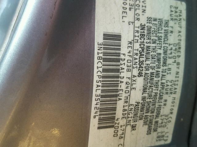 3N1BC1CP5AL354246 - 2010 NISSAN VERSA S GRAY photo 10