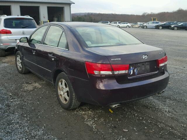 5NPEU46F86H126468 - 2006 HYUNDAI SONATA GLS BURGUNDY photo 3