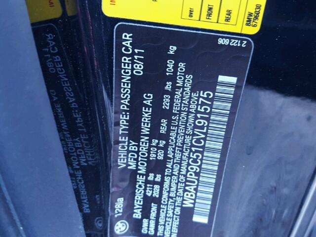 WBAUP9C51CVL91575 - 2012 BMW 128 I BLACK photo 10