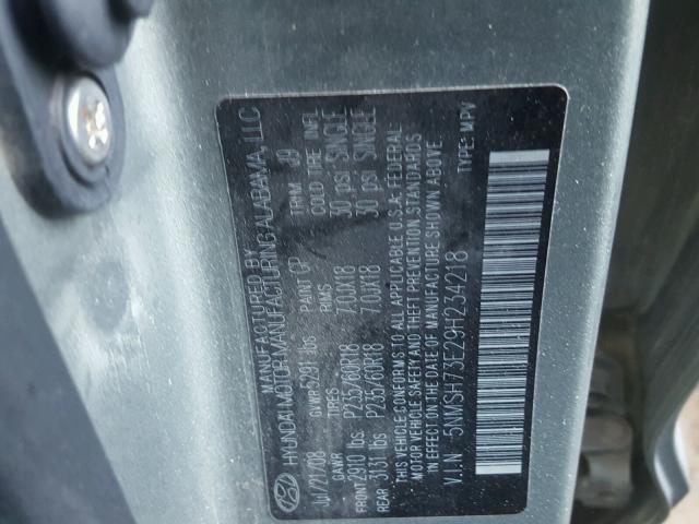 5NMSH73E29H234218 - 2009 HYUNDAI SANTA FE S 绿色 照片 10