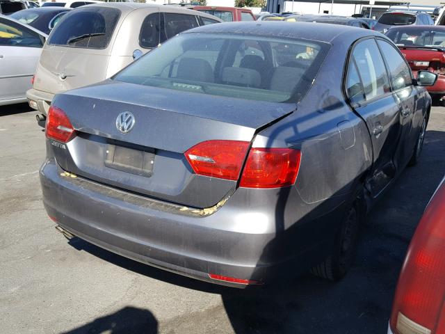 3VW2K7AJ3BM378197 - 2011 VOLKSWAGEN JETTA BASE GRAY photo 4