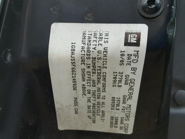 1G8AJ55F66Z145926 - 2006 SATURN ION LEVEL GRAY photo 10