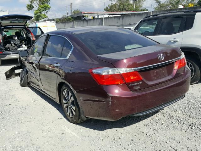 1HGCR2F3XDA140137 - 2013 HONDA ACCORD LX BURGUNDY photo 3