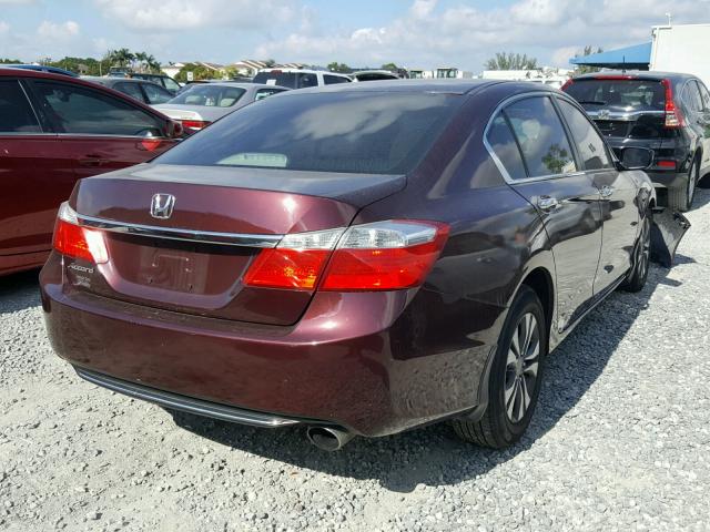 1HGCR2F3XDA140137 - 2013 HONDA ACCORD LX BURGUNDY photo 4