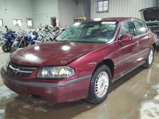 2G1WF55K619195277 - 2001 CHEVROLET IMPALA BURGUNDY photo 2