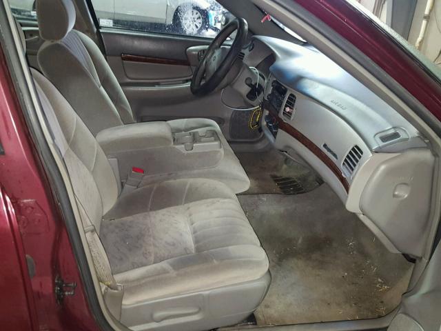 2G1WF55K619195277 - 2001 CHEVROLET IMPALA BURGUNDY photo 5