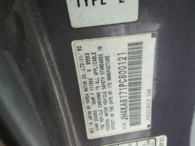 JH4KA8171PC800121 - 1993 ACURA LEGEND LS GRAY photo 10