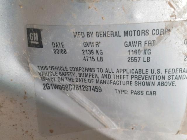 2G1WD58C781267459 - 2008 CHEVROLET IMPALA SUP SILVER photo 10