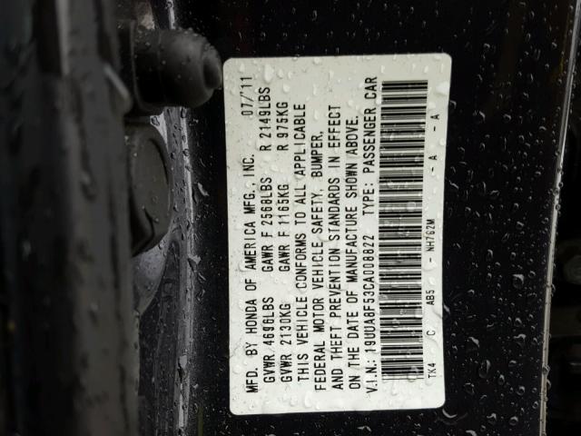 19UUA8F53CA008822 - 2012 ACURA TL GRAY photo 10