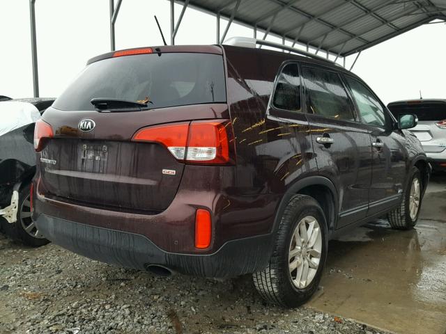 5XYKTCA62EG446723 - 2014 KIA SORENTO LX BURGUNDY photo 4