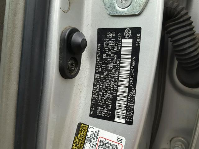 4T1BE30K85U002202 - 2005 TOYOTA CAMRY LE ნაცრისფერი ფოტო 10