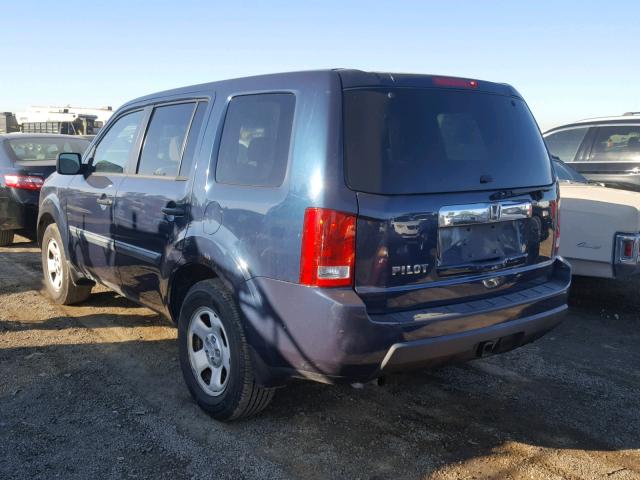 5FNYF3H25BB037008 - 2011 HONDA PILOT LX BLUE photo 3