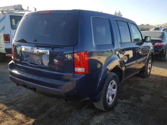 5FNYF3H25BB037008 - 2011 HONDA PILOT LX BLUE photo 4