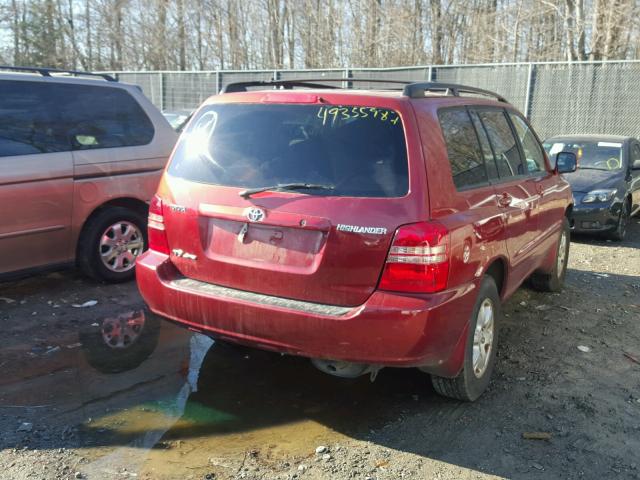 JTEHF21A330158143 - 2003 TOYOTA HIGHLANDER RED photo 4