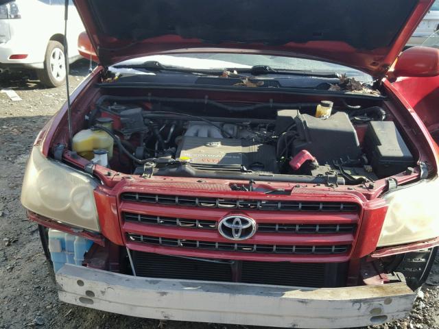 JTEHF21A330158143 - 2003 TOYOTA HIGHLANDER RED photo 7