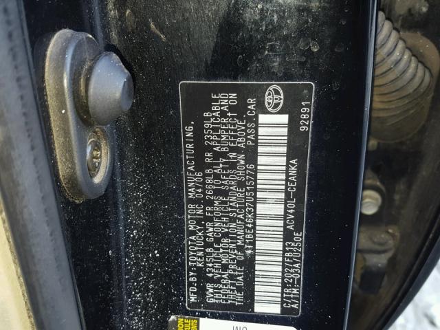 4T1BE46K37U515776 - 2007 TOYOTA CAMRY NEW BLACK photo 10