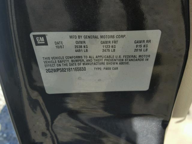 2G2WP582181165830 - 2008 PONTIAC GRAND PRIX GRAY photo 10