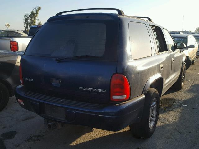 1B4HR48N62F213354 - 2002 DODGE DURANGO SL BLUE photo 4